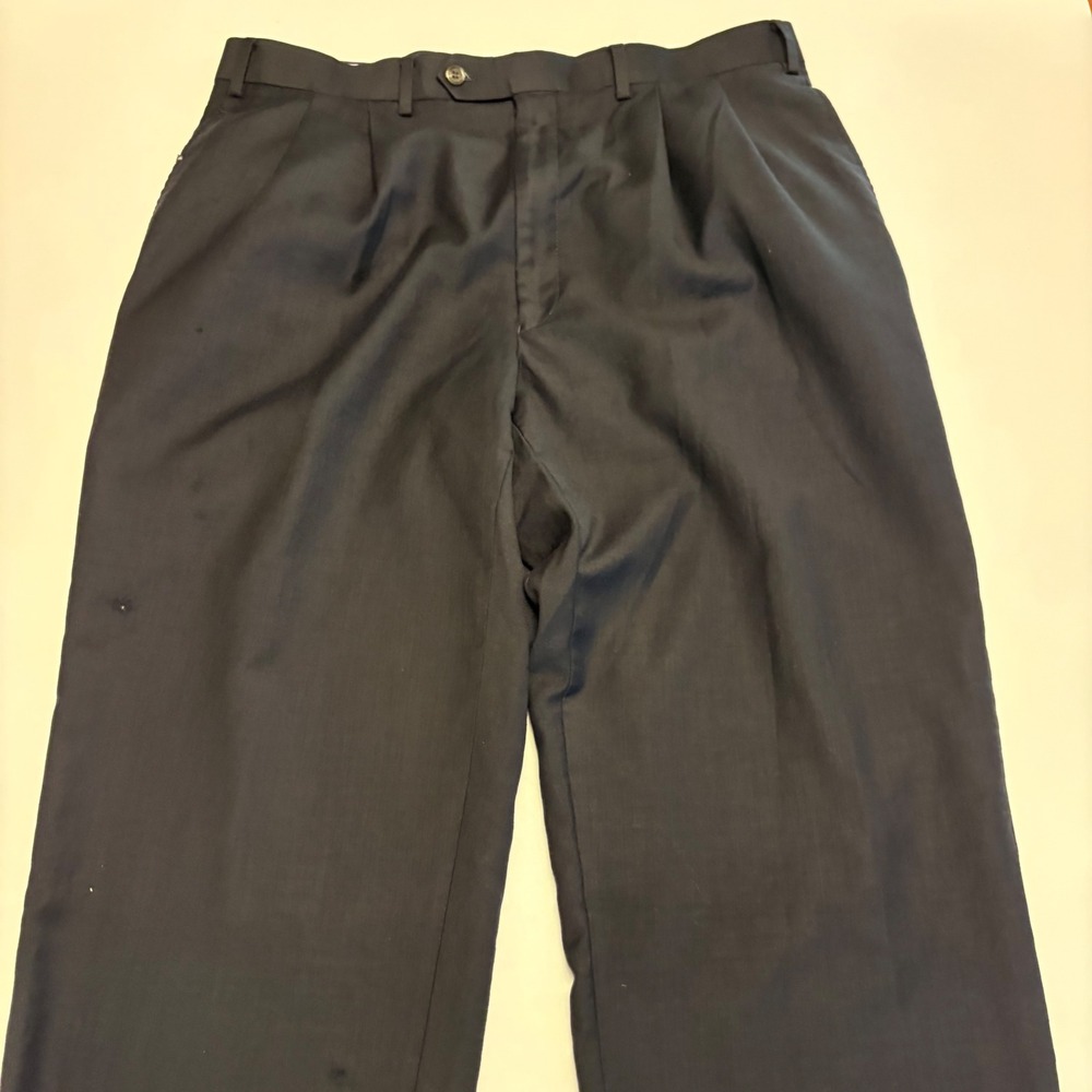 Lauren Ralph Lauren Dress Pants Mens 36x32 Navy Wool Cashmere Pleated Cuffed